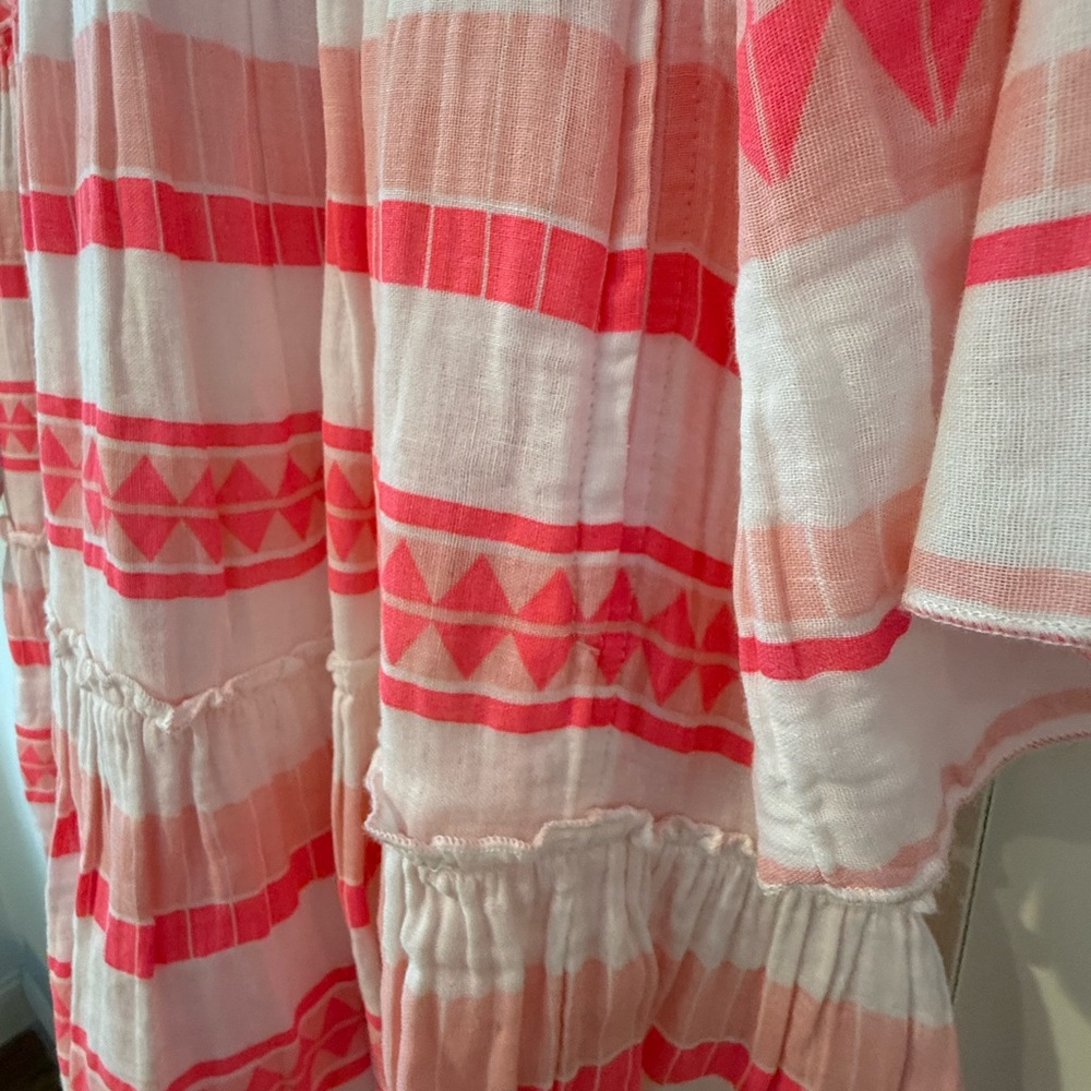 Ruffle dress or can be beach cover up. Vibrant pink color
